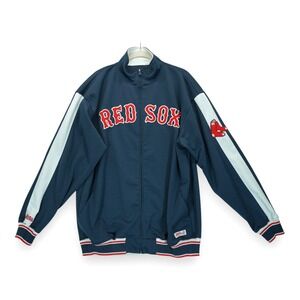 Stitches Mens Navy Boston Red‎ Sox Track Jacket Full Zip Baseball Large